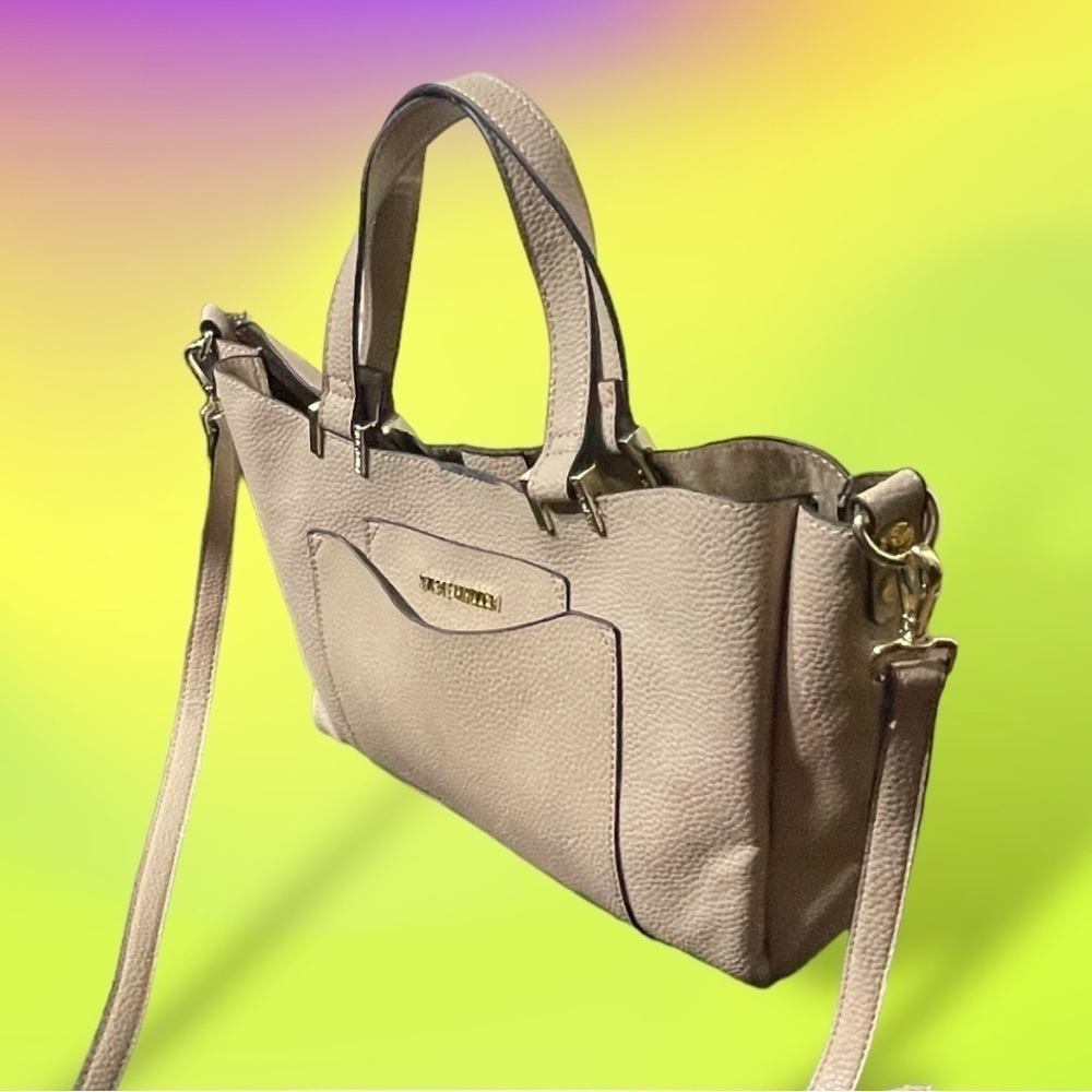 Steve Madden B-Parker Taupe Pebbled Satchel Crossbody Bag